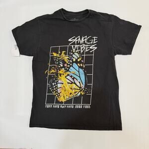 Young & Wild Savage Vibes Butterfly Graphic T-Shirt